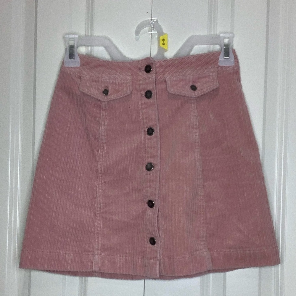 pink corduroy mini skirt